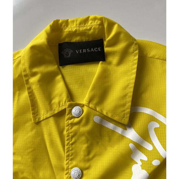 Versace Men's Button Down Yellow Raincoat Jacket S (46 Euro) A85203 IT NWT $1150 - Picture 9 of 11